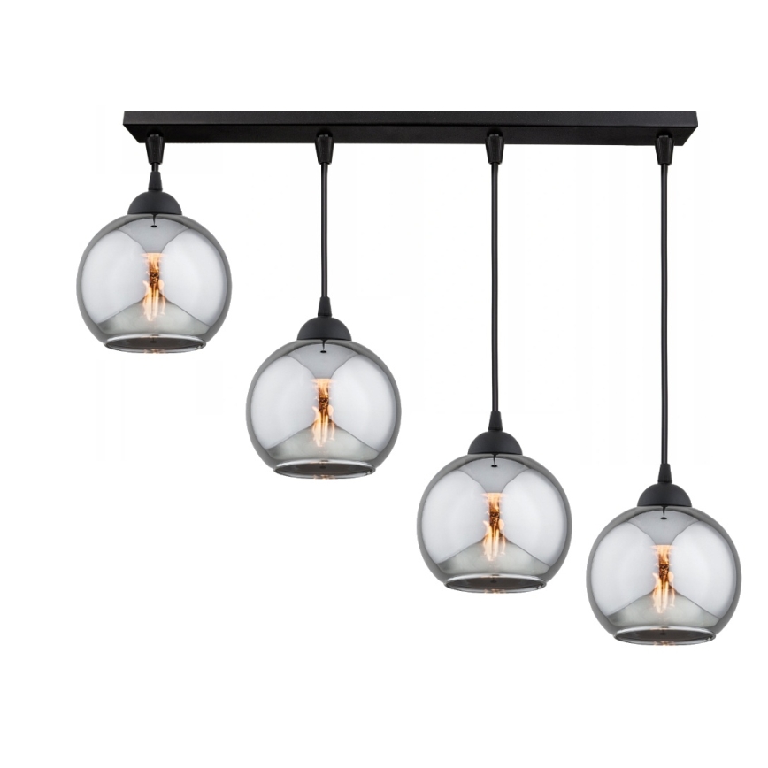 Brilagi - Suspension sur câble DIOR 4xE27/60W/230V noir/gris fumé