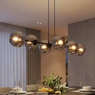 Brilagi - Suspension sur câble DIOR 6xE27/60W/230V noir/gris fumé