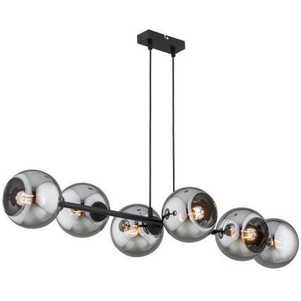 Brilagi - Suspension sur câble DIOR 6xE27/60W/230V noir/gris fumé