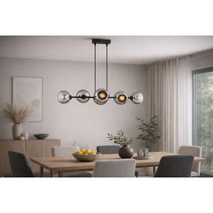 Brilagi - Suspension sur câble DIOR 6xE27/60W/230V noir/gris fumé