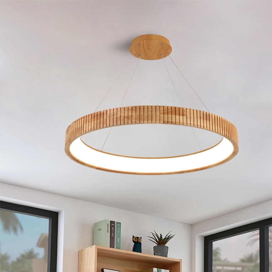 Brilagi - Suspension LED sur câble FALCON WOOD MODERN LED/60W/230V 3000/4000/6000K Ø 80 cm bois