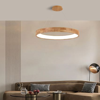 Brilagi - Suspension LED sur câble FALCON WOOD MODERN LED/60W/230V 3000/4000/6000K Ø 80 cm bois