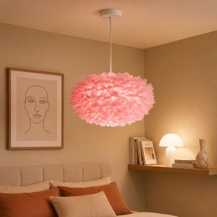 Brilagi - Suspension sur câble FEATHER, 3×E27 (max. 40 W), 230 V, Ø 50 cm, rose