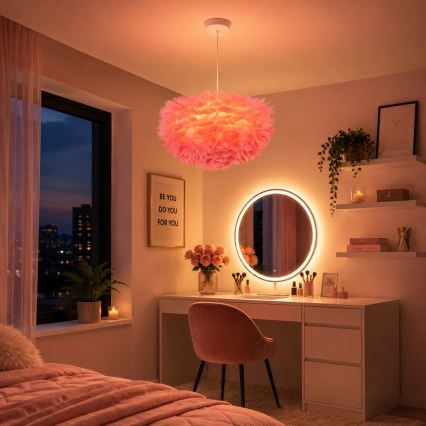 Brilagi - Suspension sur câble FEATHER, 3×E27 (max. 40 W), 230 V, Ø 50 cm, rose