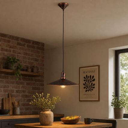 BRILAGI - Suspension sur câble FORGE 1xE27/60W/230V Ø 36 cm patine/cuivre