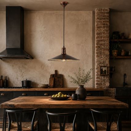 BRILAGI - Suspension sur câble FORGE 1xE27/60W/230V Ø 36 cm patine/cuivre