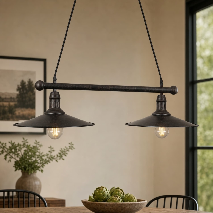 BRILAGI - Suspension sur câble FORGE 2xE27/60W/230V marron