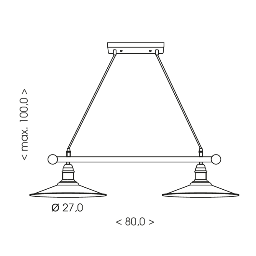 Brilagi - Suspension sur câble FORGE 2xE27/60W/230V marron