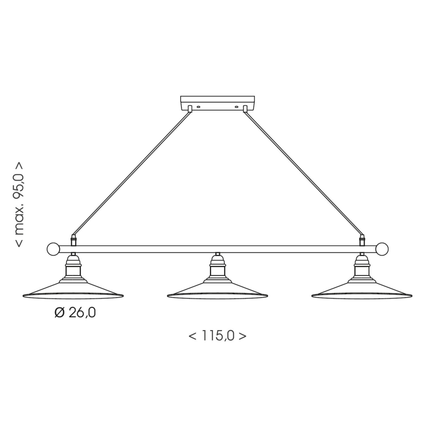 Brilagi - Suspension sur câble FORGE 3xE27/60W/230V patinée/dorée/noire