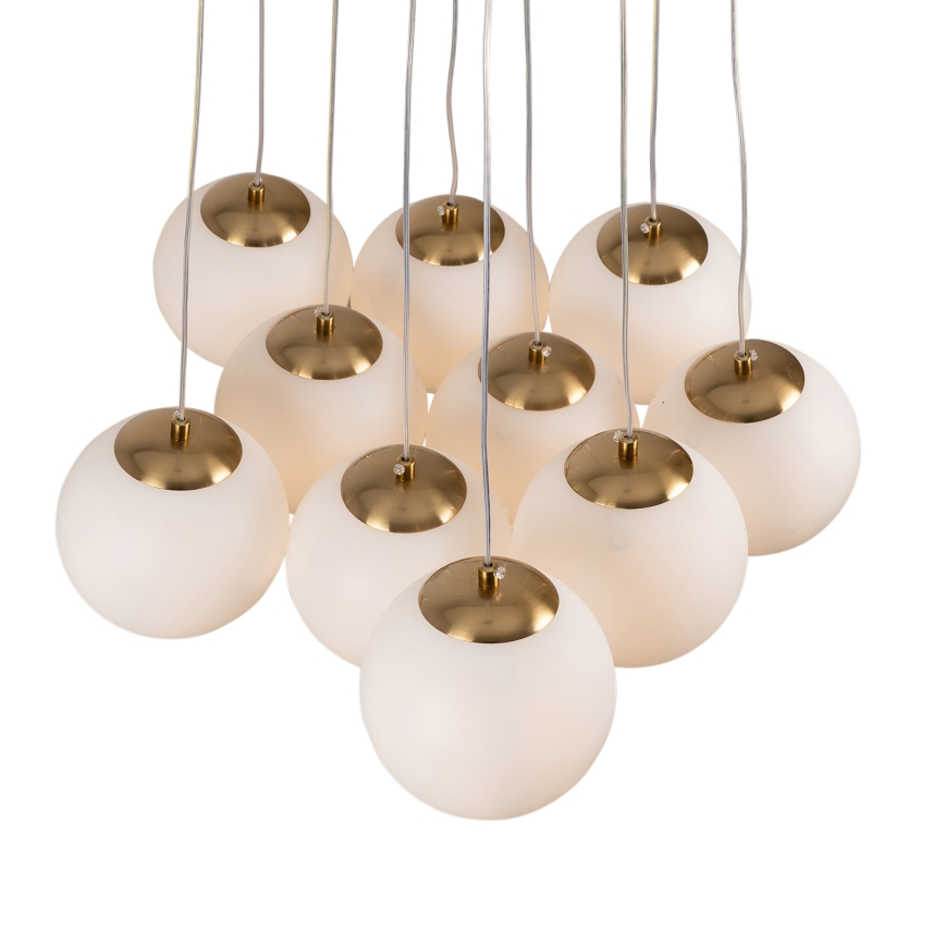 Brilagi - Suspension sur câble GLOBE 10xE14/15W/230V blanche