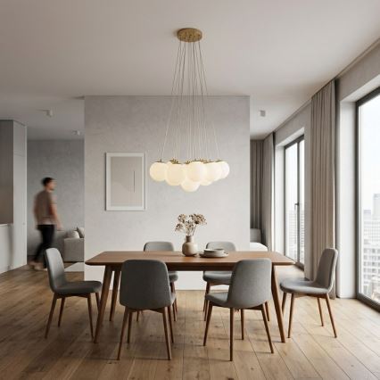 Brilagi - Suspension sur câble GLOBE 15xE14/15W/230V blanche
