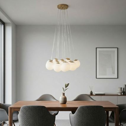 Brilagi - Suspension sur câble GLOBE 15xE14/15W/230V blanche