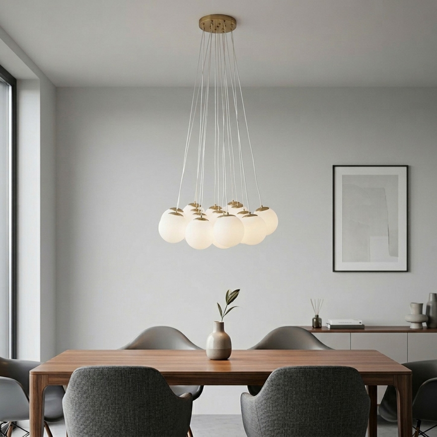 Brilagi - Suspension sur câble GLOBE 15xE14/15W/230V blanche