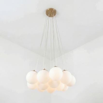 Brilagi - Suspension sur câble GLOBE 15xE14/15W/230V blanche