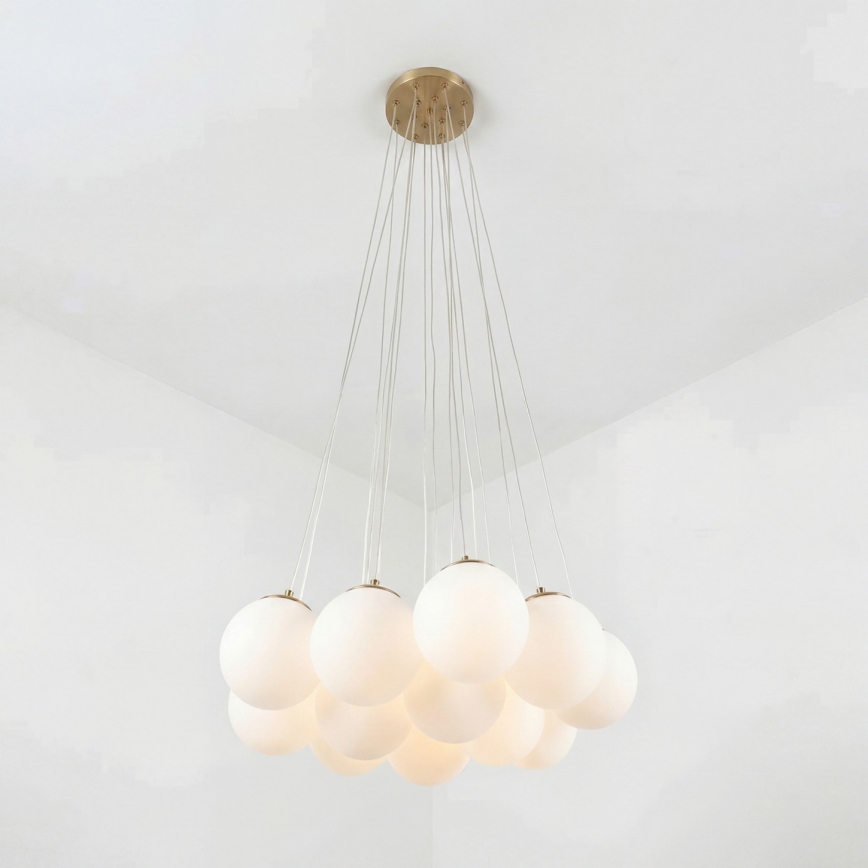 Brilagi - Suspension sur câble GLOBE 15xE14/15W/230V blanche