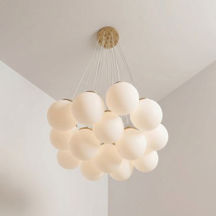 Brilagi - Suspension sur câble GLOBE 15xE14/15W/230V blanche