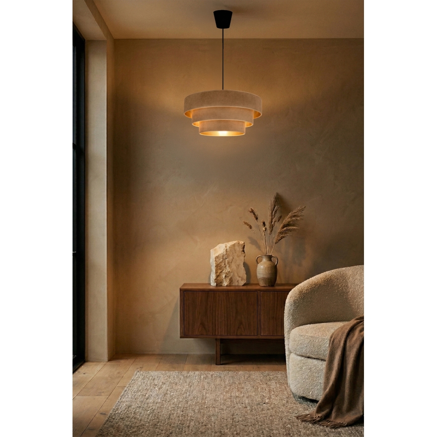 Brilagi - Suspension sur câble LUNETA 1xE27/60W/230V Ø 40 cm beige/doré