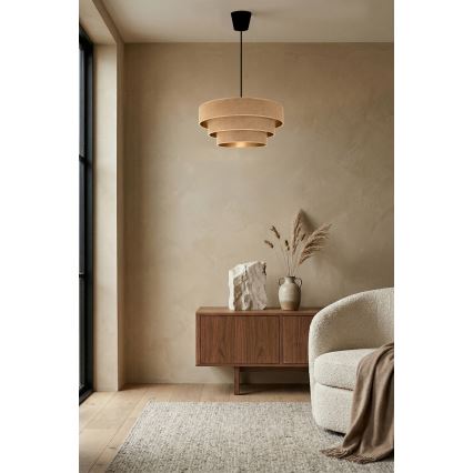 Brilagi - Suspension sur câble LUNETA 1xE27/60W/230V Ø 40 cm beige/doré