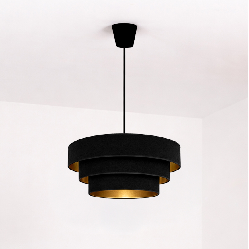Brilagi - Suspension sur câble LUNETA 1xE27/60W/230V Ø 40 cm noir/doré