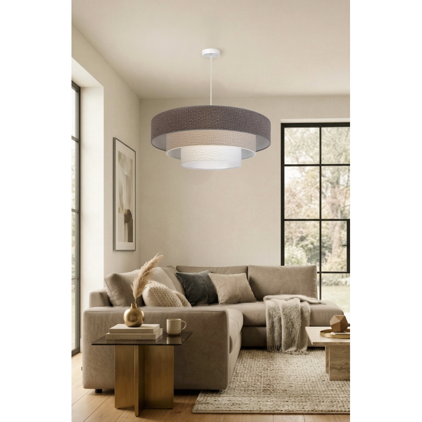 Brilagi - Suspension sur câble LUNETA 3xE27/60W/230V Ø 80 cm gris/crème/blanc