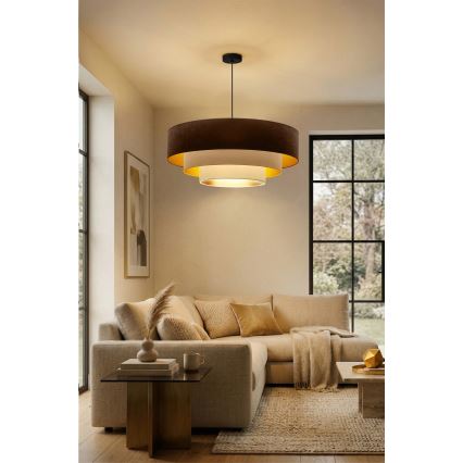 Brilagi - Suspension sur câble LUNETA 3xE27/60W/230V Ø 80 cm marron/beige/crème