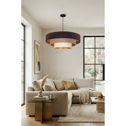 Brilagi - Suspension sur câble LUNETA 3xE27/60W/230V Ø 80 cm marron/beige/crème