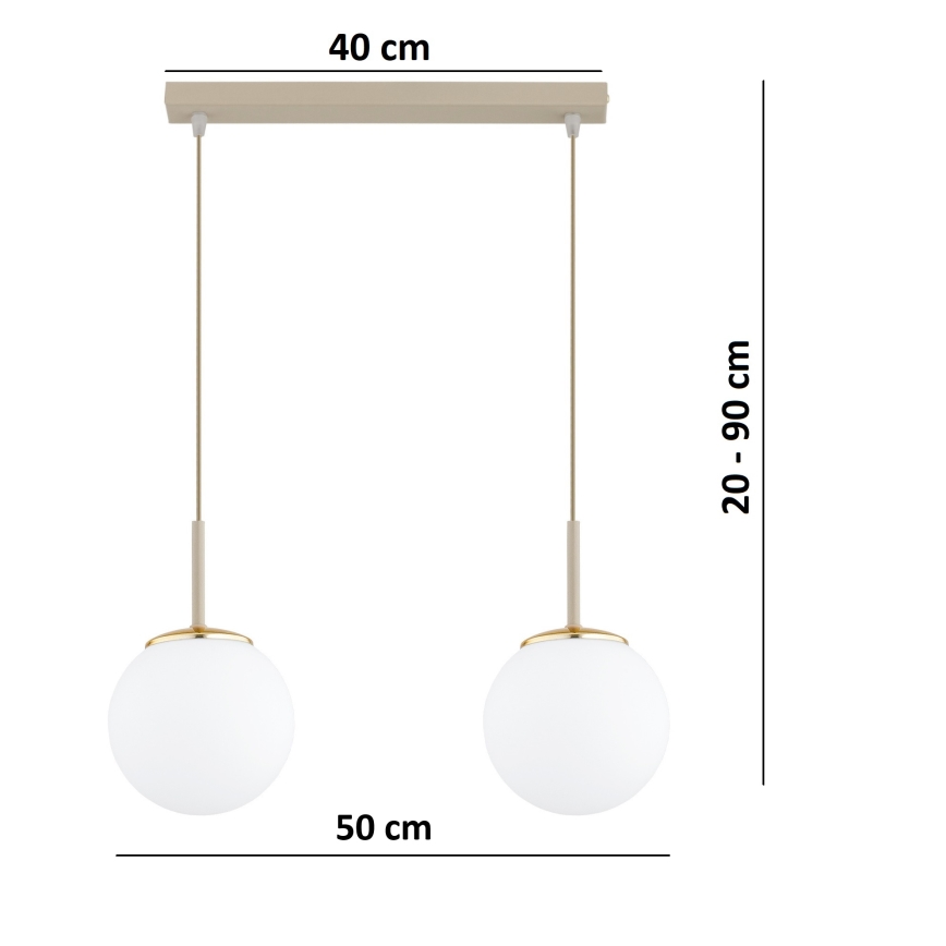Brilagi - Suspension sur câble MILO 2xE27/60W/230V beige/doré