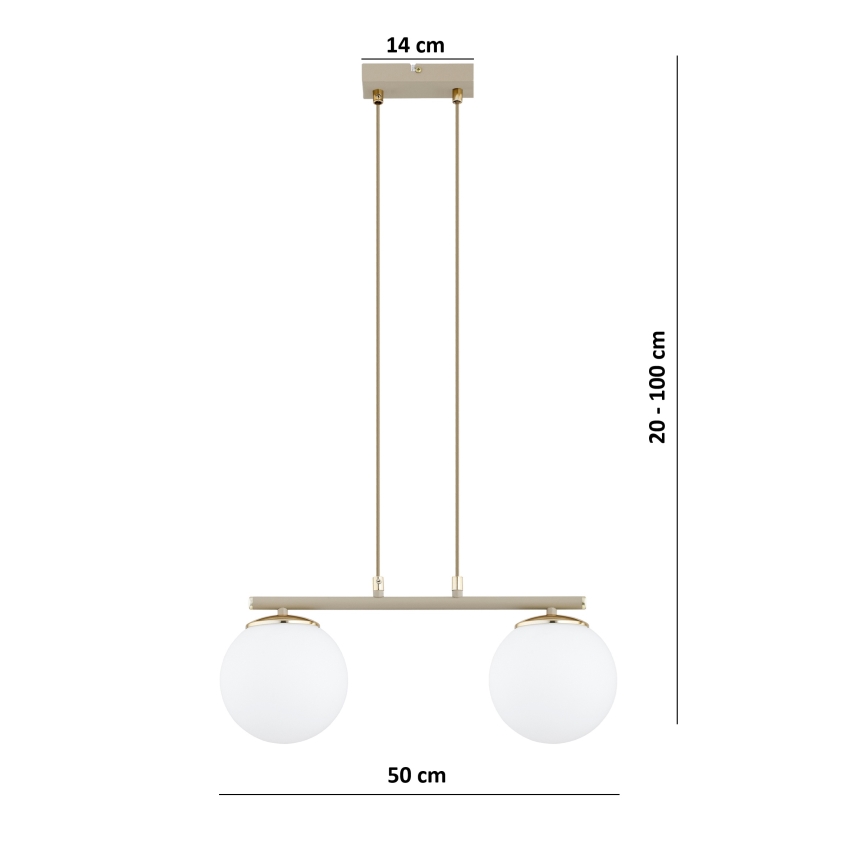 Brilagi - Suspension sur câble MILO 2xE27/60W/230V beige/doré