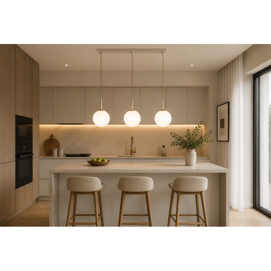Brilagi - Suspension sur câble MILO 3xE27/60W/230V beige/doré