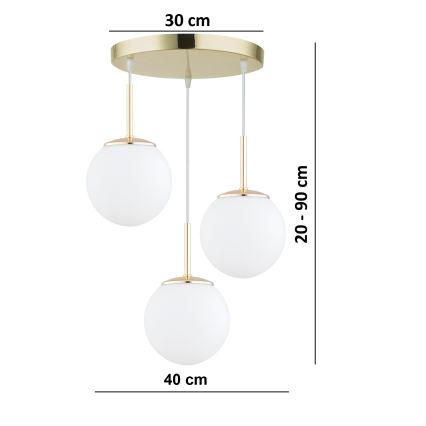 Brilagi - Suspension sur câble MILO 3xE27/60W/230V dorée
