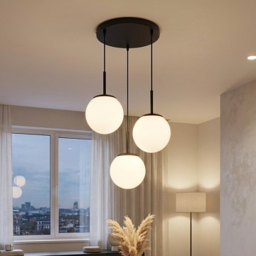 Brilagi - Suspension sur câble MILO 3xE27/60W/230V noire