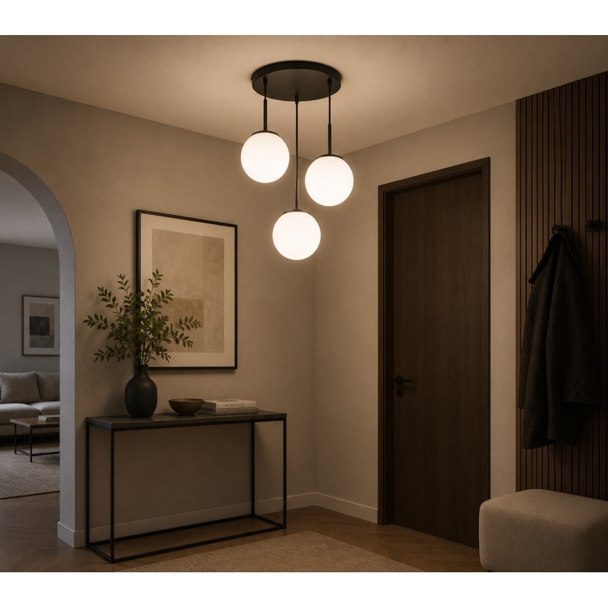 Brilagi - Suspension sur câble MILO 3xE27/60W/230V noire