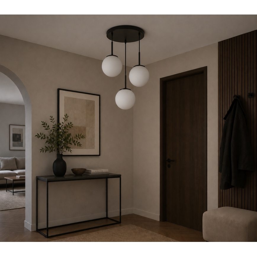 Brilagi - Suspension sur câble MILO 3xE27/60W/230V noire