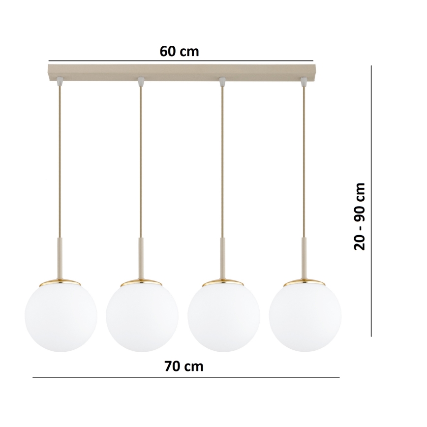 Brilagi - Suspension sur câble MILO 4xE27/60W/230V beige/doré