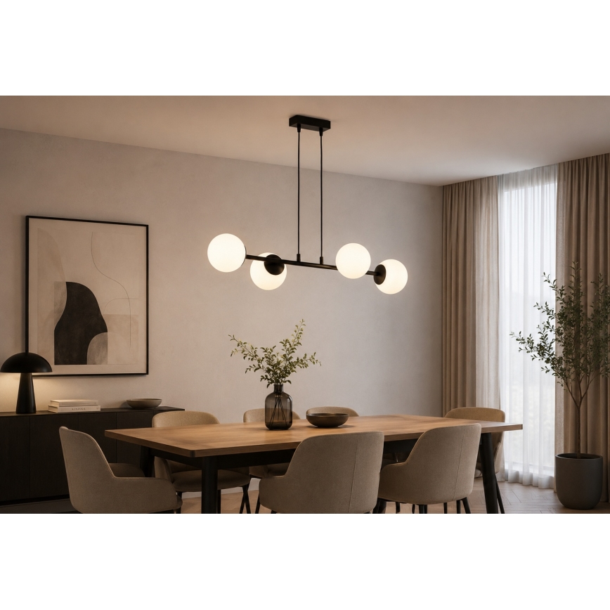 Brilagi - Suspension sur câble MILO 4xE27/60W/230V noire