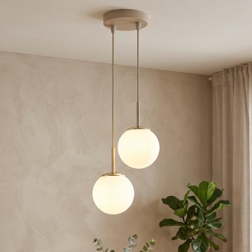 Brilagi - Suspension sur câble MILO ECRU 2xE27/60W/230V beige/doré