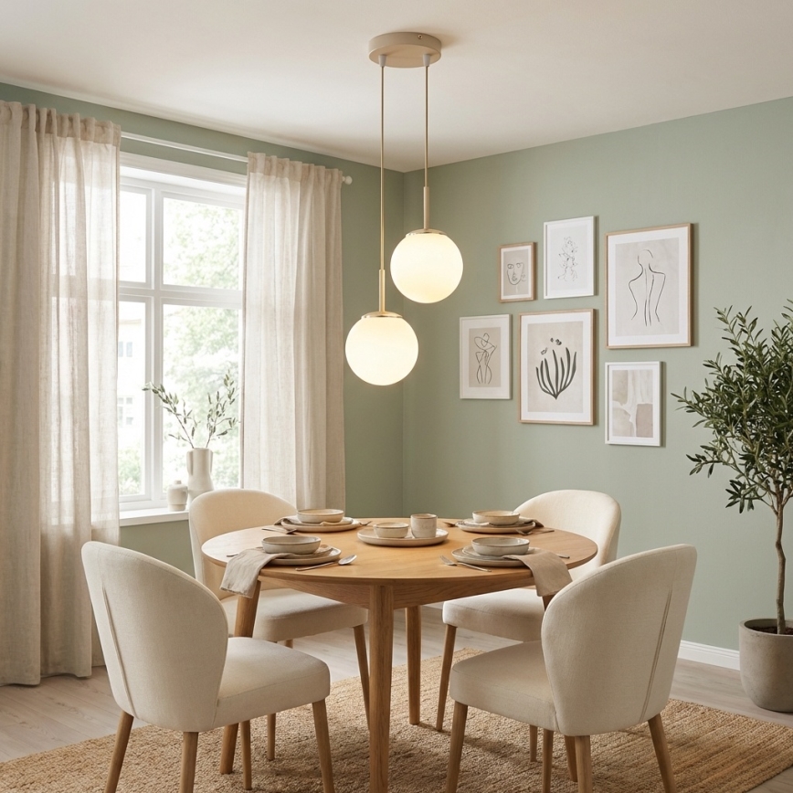 Brilagi - Suspension sur câble MILO ECRU 2xE27/60W/230V beige/doré