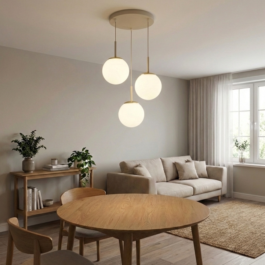 Brilagi - Suspension sur câble MILO ECRU 3xE27/60W/230V beige/doré