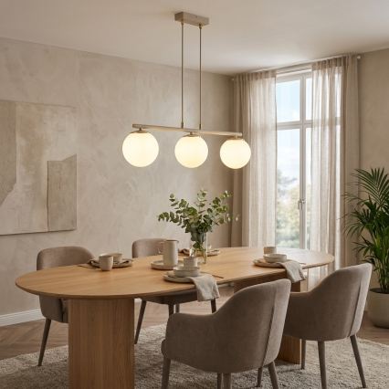 Brilagi - Suspension sur câble MILO ECRU 3xE27/60W/230V beige/doré
