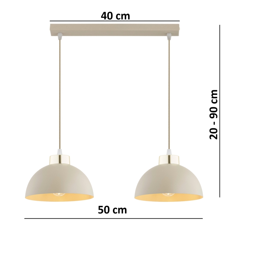 Brilagi - Suspension sur câble MOON 2xE27/60W/230V beige/doré