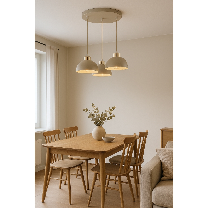 Brilagi - Suspension sur câble MOON 3xE27/60W/230V beige/doré