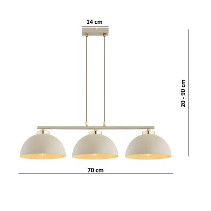 Brilagi - Suspension sur câble MOON 3xE27/60W/230V beige/doré