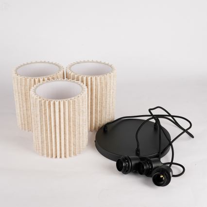 Brilagi - Suspension sur câble NORDIC WAVE 3xE27/15W/230V Ø 38 cm lin/noir