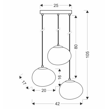 BRILAGI - Suspension sur câble PEBBLES 3xE27/40W/230V Ø 42 cm noire