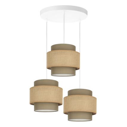 Brilagi - Suspension sur câble RESNA 3xE27/60W/230V, Ø 45 cm, marron/beige