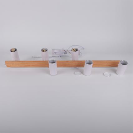 Brilagi - Suspension sur câble SELE 6xGU10/30W/230V blanche/décor chêne