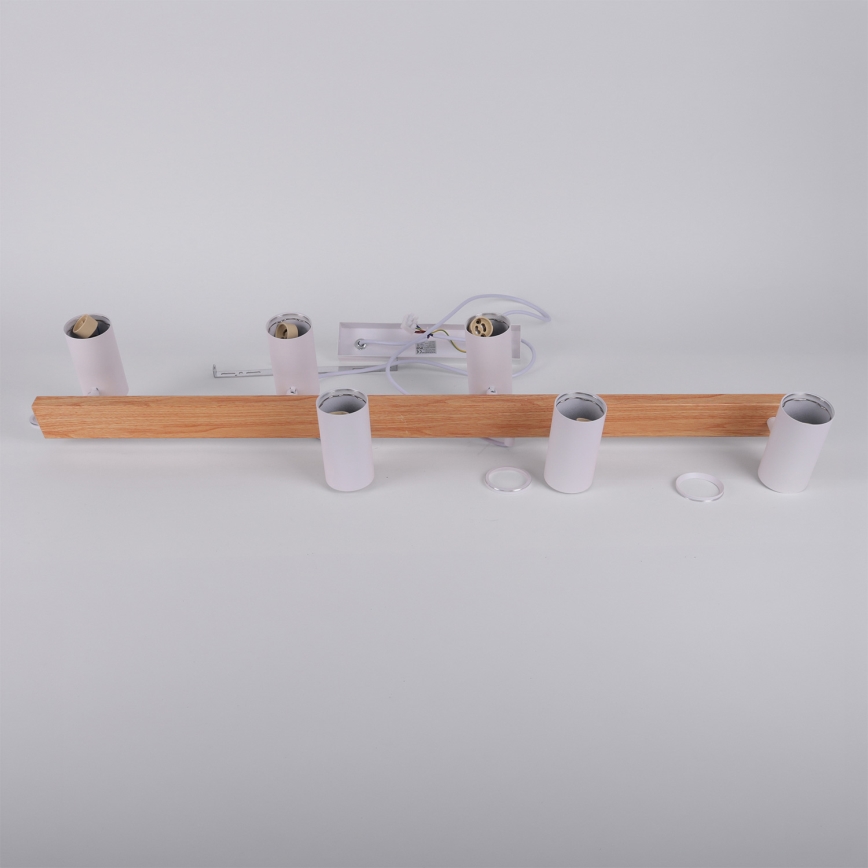Brilagi - Suspension sur câble SELE 6xGU10/30W/230V blanche/décor chêne