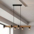 Brilagi - Suspension sur câble SELE 6xGU10/30W/230V noir/décor chêne