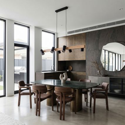Brilagi - Suspension sur câble SELE 6xGU10/30W/230V noir/décor chêne