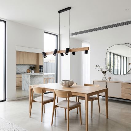 Brilagi - Suspension sur câble SELE 6xGU10/30W/230V noir/décor chêne